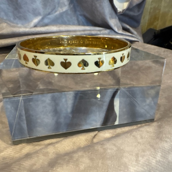 kate spade Jewelry - Kate Spade Gold and White Enamel Bangle Bracelet‎